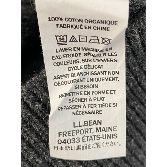 LL Bean Organic Cotton ¼ Zip Sweater Men’s L Reg Pullover Heathered Charcoal - Picture 11 of 16